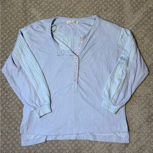 We The Free Light Blue Henley Top with Button Placket size small